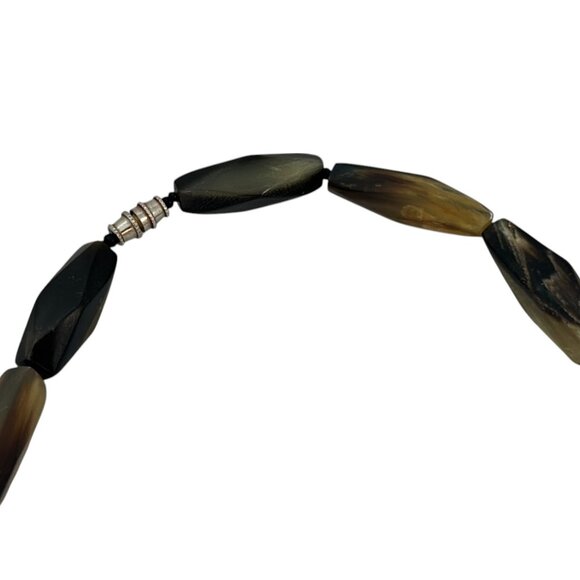 Chunky Statement Necklace Brown Black Boho Tribal Style Jewelry Plastic Beaded - Picture 4 of 9